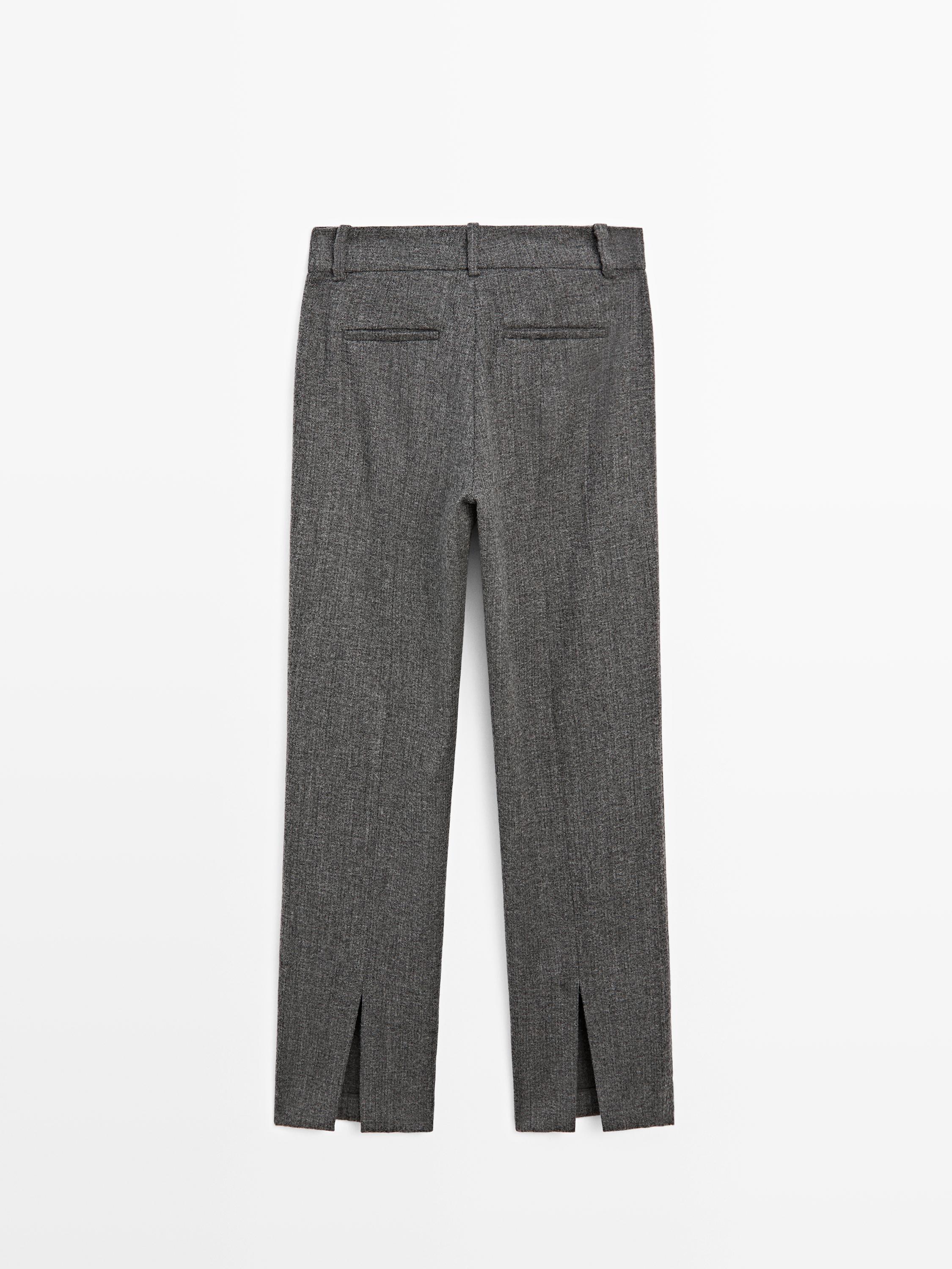 Pantalon de tailleur chiné en laine mélangée